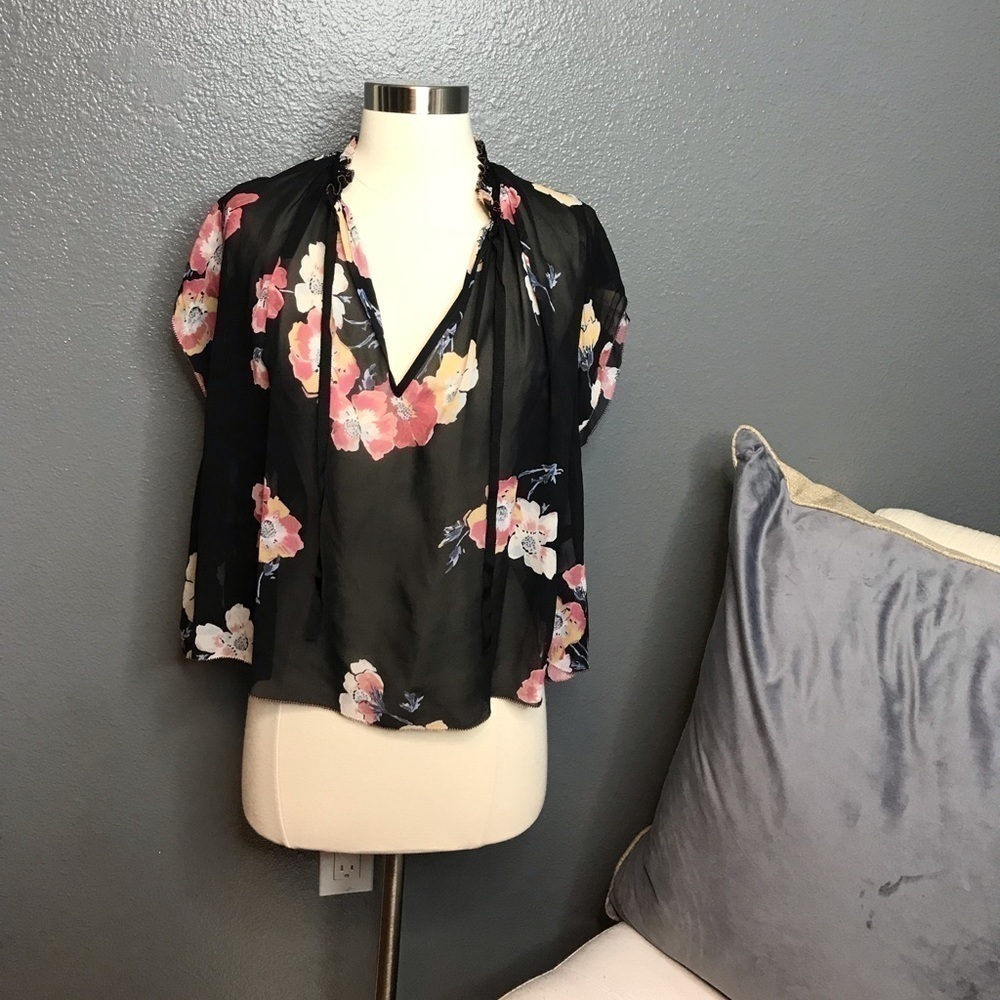 Ulla Johnson Saadi Floral print silk georgette blouse size 2 - Picture 5 of 10